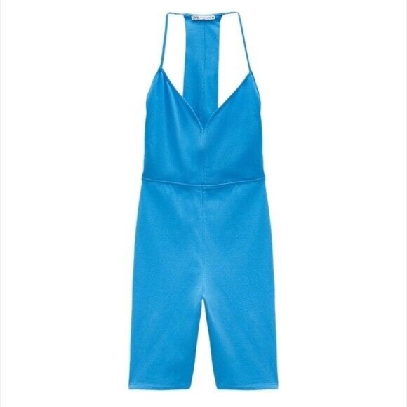 ZARA BLUE JUMPSUIT DRESS ROMPER PLAYSUIT BLOGGERS FAV BLUE Size Small - Picture 1 of 15